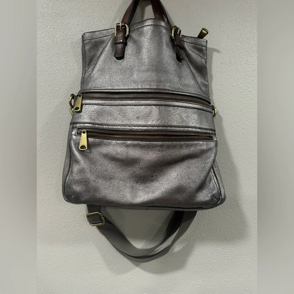 Fossil Explorer Foldover Metallic Pewter Leather - Picture 4 of 12